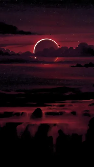 Crescent Moonset Over Water Wallpaper