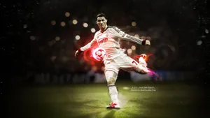 Cristiano Ronaldo Glowing Football Art Wallpaper
