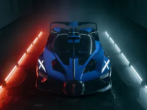 Cruise Through The Night In This Stunning Neon Bugatti Wallpaper
