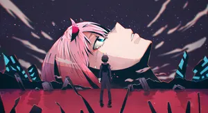 Crying Zero Two Head Wallpaper