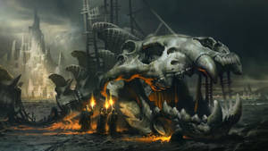 Cthulhu Skeleton Cult Worship Wallpaper