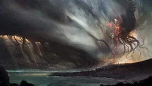 Cthulhu Storm At Beach Wallpaper