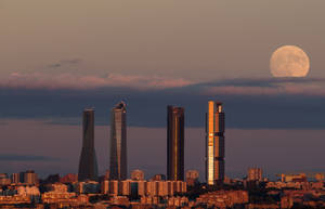 Cuatro Torres Madrid Moon Wallpaper