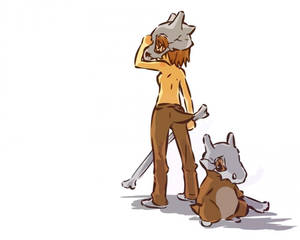 Cubone With Female Friend Wallpaper