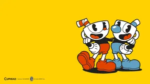 Cuphead With Mugman In Yellow Wallpaper