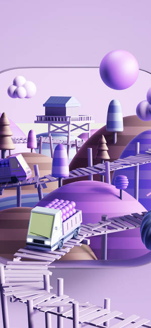 Cute 3d Phone Violet Village Wallpaper