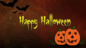 Cute Aesthetic Halloween Bats And Pumpkins Wallpaper