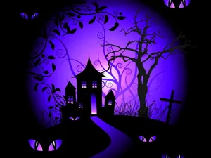 Cute Aesthetic Halloween Haunted House Wallpaper