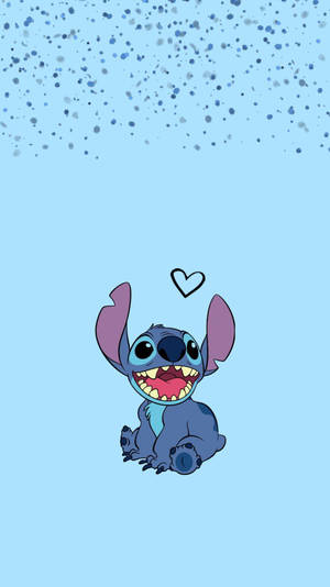 Cute Aesthetic Stitch Black Heart Stencil Wallpaper