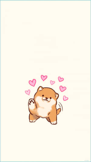 Cute Animals Cartoon Waving Shiba Wallpaper