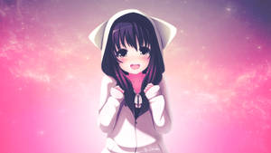 Cute Anime Girl In Hoodie Wallpaper