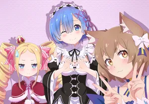 Cute Anime Girls Of Re Zero Wallpaper