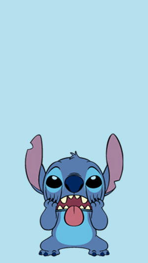Cute Annoyed Stitch Tongue Out Iphone Wallpaper