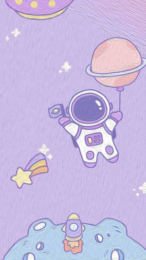 Cute Astronaut Girly Galaxy Wallpaper