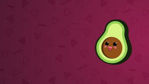 Cute Avocado Smiling Seed Maroon Background Wallpaper