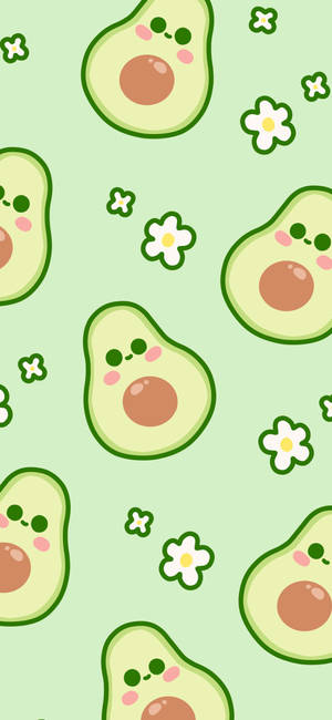 Cute Avocado With Flowers Wallpaper