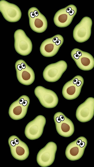 Cute Avocado With Seed And Eyes Wallpaper