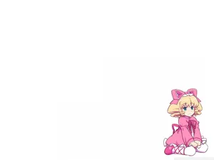 Cute Baby Anime Girl With A Bright Red Bow In Her Hair Wallpaper