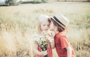 Cute Baby Couple Sweet Farm Date Wallpaper