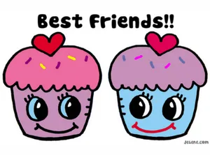 Cute Best Friend Cupcakes Wallpaper