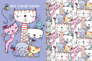 Cute Best Friend Kitty Art Wallpaper