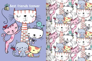 Cute Best Friend Kitty Art Wallpaper