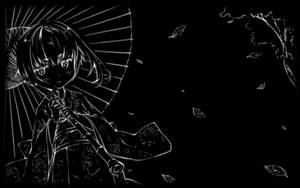 Cute Black And White Aesthetic Anime Girl Umbrella Wallpaper