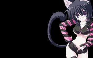 Cute Black Anime Wolf Girl Wallpaper