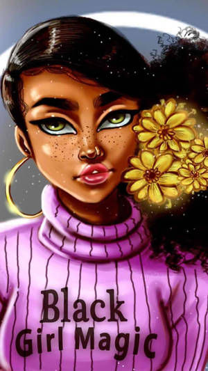 Cute Black Girl In Pink Turtle Neck Wallpaper