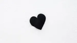 Cute Black Heart On White Wallpaper