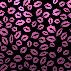 Cute Black Kiss Mark Pattern Wallpaper