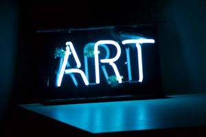 Cute Blue Aesthetic Neon Art Signage Wallpaper