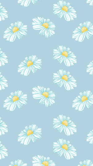 Cute Blue Phone Flower Drawing Wallpaper