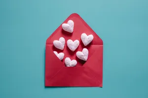 Cute Blue Red Heart Envelope Wallpaper