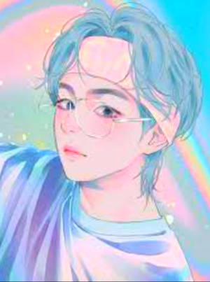 Cute Bts Drawing Taehyung Pastel Wallpaper