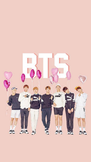 Cute Bts Heart Balloons Wallpaper