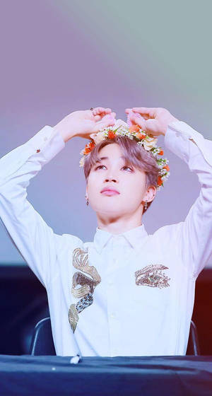 Cute Bts Jimin With Flower Crown Wallpaper