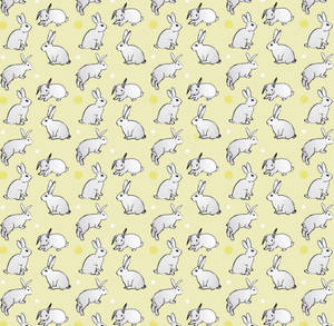 Cute Bunny Drawing On Yellow Wallpaper