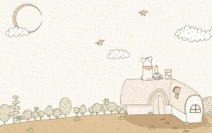 Cute Cartoon Dog On A House Wallpaper