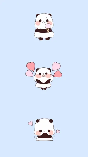 Cute Cartoon Panda Love Wallpaper