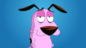Cute Cartoon Pink Dog Courage Wallpaper
