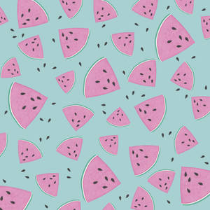 Cute Cartoonish Watermelon Pattern Art Wallpaper