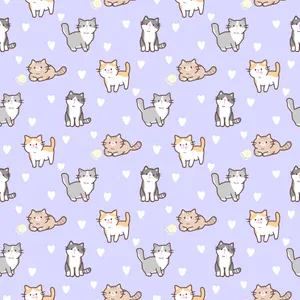 Cute Cat Pattern With Purple Background Wallpaper