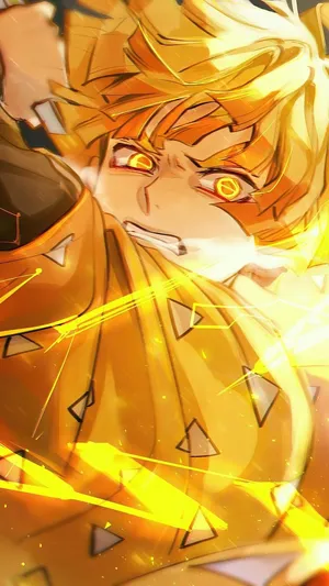 Cute Demon Slayer Character Zenitsu Agatsuma Digital Art Wallpaper