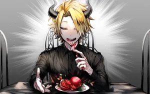 Cute Denki Eating Wallpaper