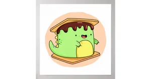 Cute Dino Chocolate Smores Digital Art Wallpaper