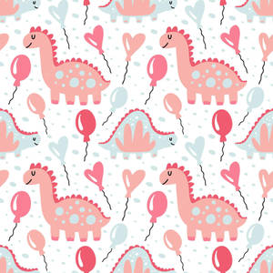 Cute Dinosaurs And Balloons Pattern Wallpaper