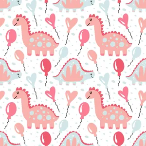 Cute Dinosaurs And Balloons Pattern Wallpaper