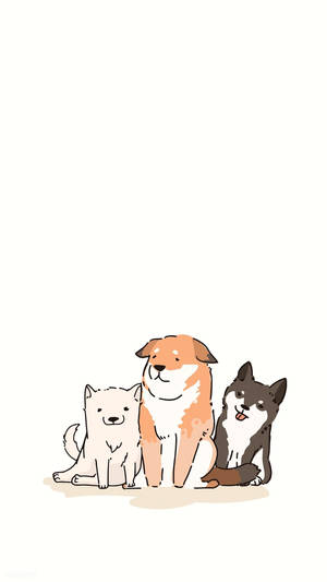 Cute Dogs Aesthetic Drawing Wallpaper