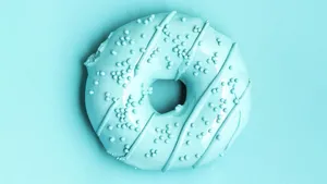 Cute Donut In Teal Aesthetic Laptop Wallpaper